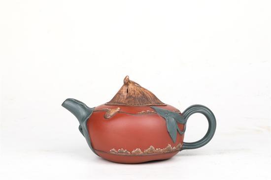 艺术家钱建生作品 荸荠壶 泥料:紫砂五色土 容量:560CC