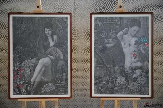 ▲邱节作品,左起《南桥》、《国色天香》