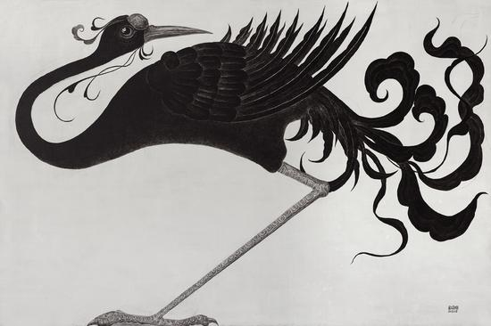 毕方 200x300cm,布面丙烯,2020年,