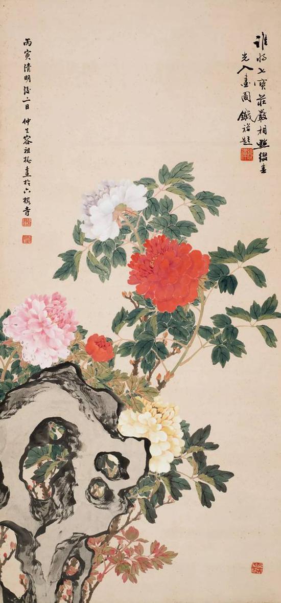 容祖椿 花开富贵 设色纸本 立轴 93×44cm