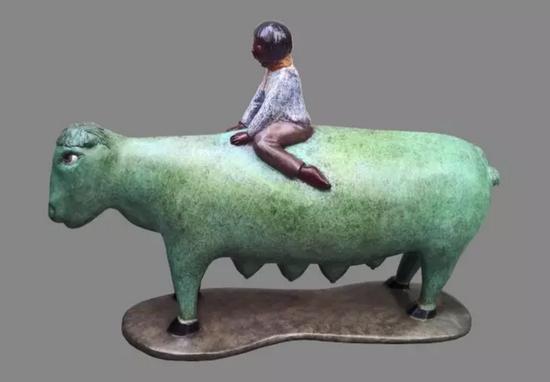 《念你》 58.5×39.3×16.8cm 青铜着色 2015