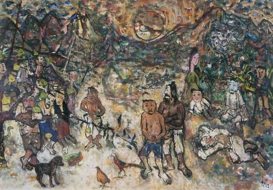 谌孝安(美国)《小国寡民》250×364cm