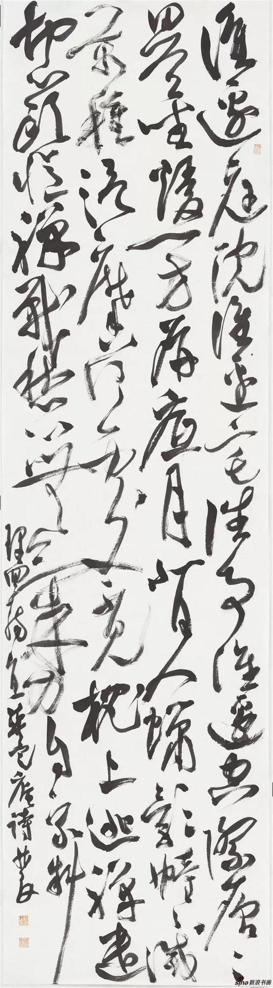 龚定庵词一首,草书,纸本,180×49cm,2018年