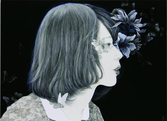 Kanako Japanese paper, ink, mineral pigments, acrylic, silk screen 2016