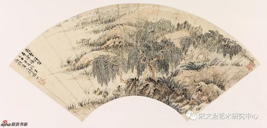 陆俨少《数声渔笛在沧浪》23cm×50.1cm 1949年