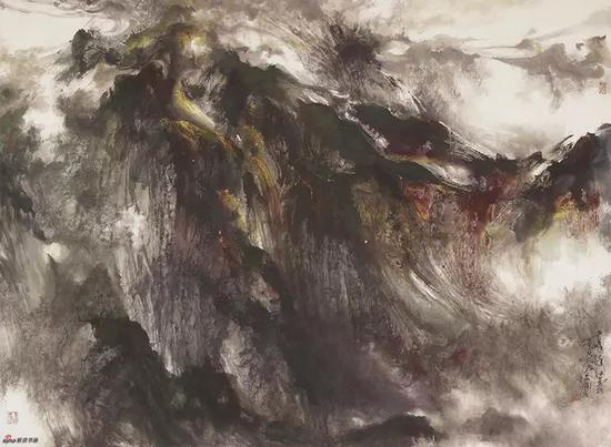 千峰醉红云,170x123.5cm,纸本