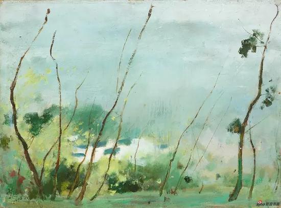 苏天赐 春雨霏霏 布面 油彩 60X80厘米 1992年