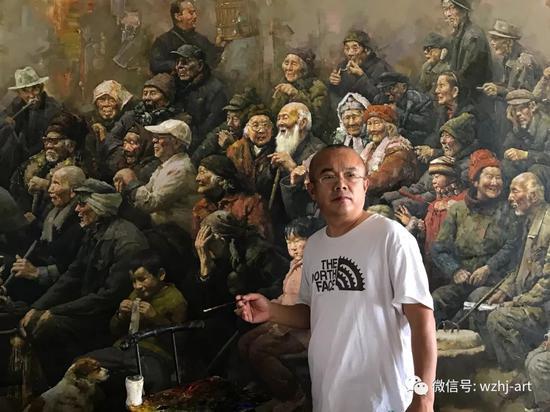 创作国家艺术基金申报作品《老戏台》 620cm*200cm 2018年
