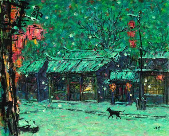 4 《墨骨油画--正月雪》李秀实 73cm×91cm 2007年