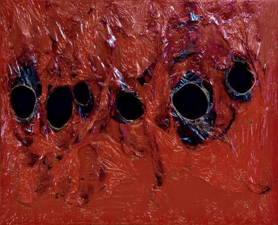 Alberto Burri Rosso plastica (Red Plastic), 1962, __ Fondazione Palazzo Albizzini Collezione Burri, Citta__ di Castello – by SIAE 2018
