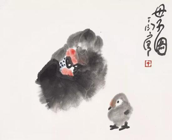 丁衍庸(1902—1978) 母子图 镜心 设色纸本