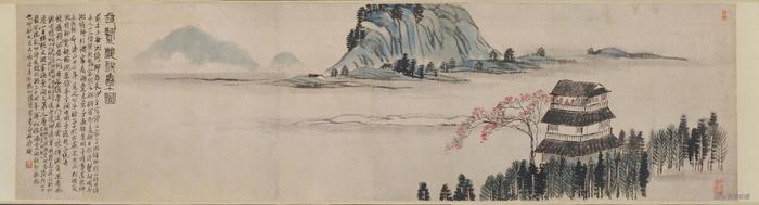 超览楼禊集图卷 齐白石 1939年 36.1×132.5cm 纸本设色 故宫博物院藏