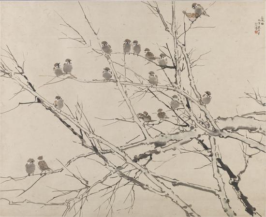《晨曲》1936年纸本国画尺寸:82x98.2cm