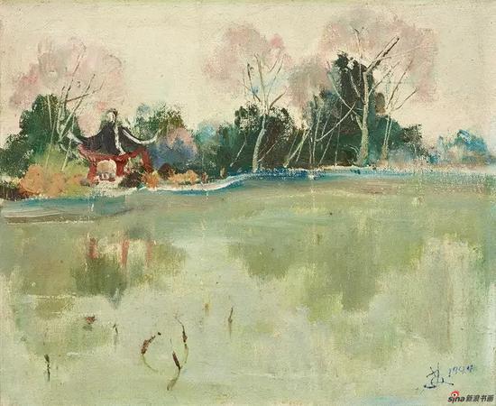 苏天赐 春日池塘 布面 油彩 33X40厘米 1994年