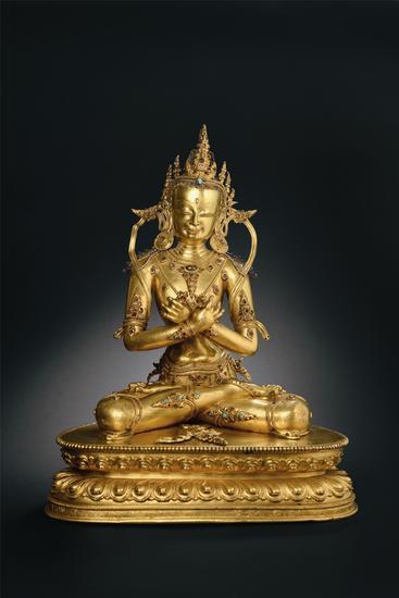 十四世纪 铜鎏金大持金刚像 高:44.5 cm