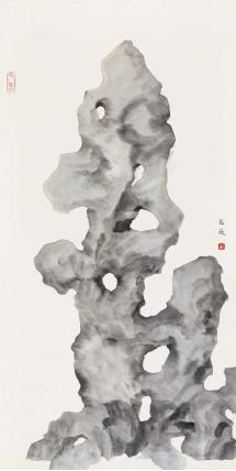 彭薇 遗石纸本水墨 128×70cm