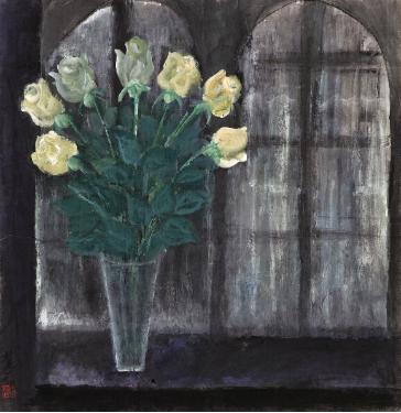 林风眠 黄玫瑰 1970年代 纸本设色 65×65cm