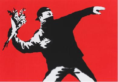 Banksy 爱在云雾中 2004年 纸本版画 50×70cm