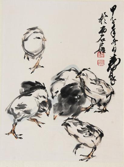 1、黄胄 《小鸡图》