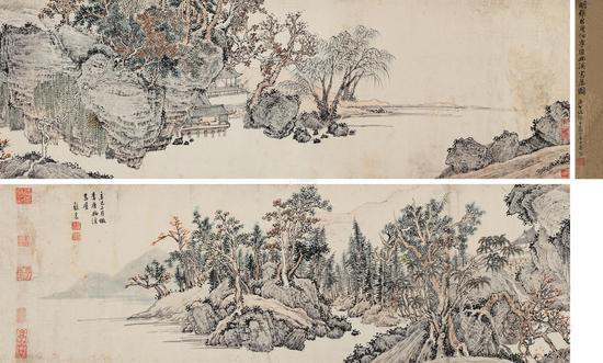 明 张宏《仿李唐幽溪书屋图》 手卷