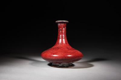 清雍正 仿钧窑变釉弦纹荸荠扁瓶 北京故宫博物院藏