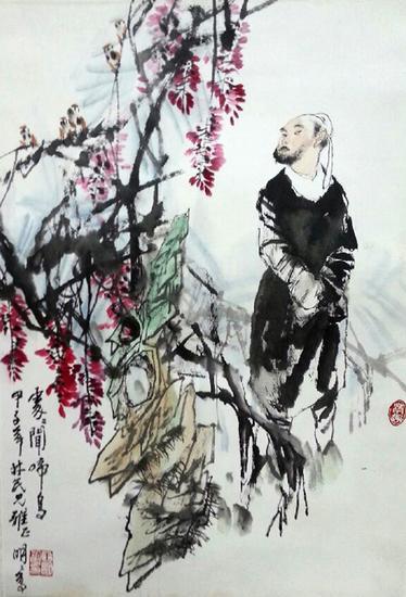 王明明 《处处闻啼鸟》 67X44 纸本镜框