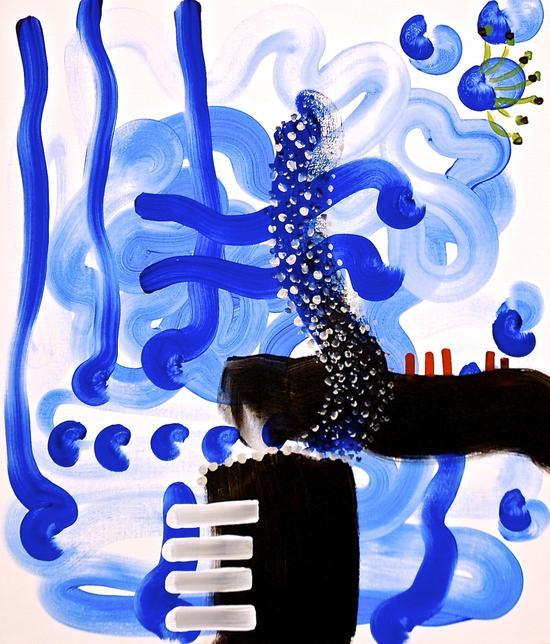 PeterWayneLewis-BUDDHA PLAYS MONK#5,2012 H107x91cm Media Acrylic-linen-2012