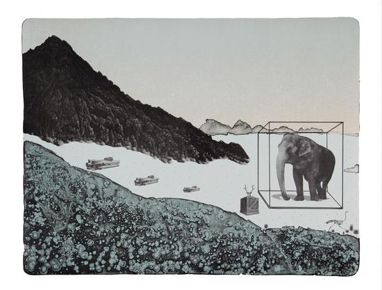 关伟伟《约会》 2013 石版画 49x65cm