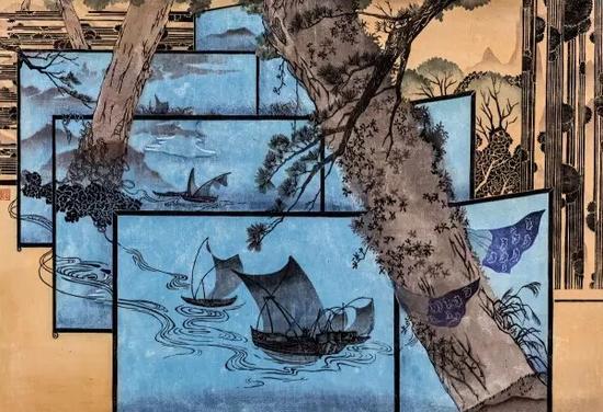 崔德政 《醉舟》,2015 ,水印木板,60X80cm