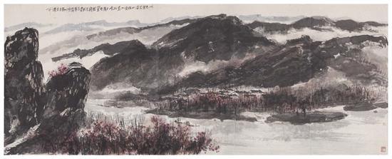 山色无定姿,如烟复如黛 2014年145.5x372cm
