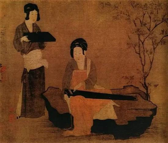 《调琴啜茗图》(局部) 周昉 唐