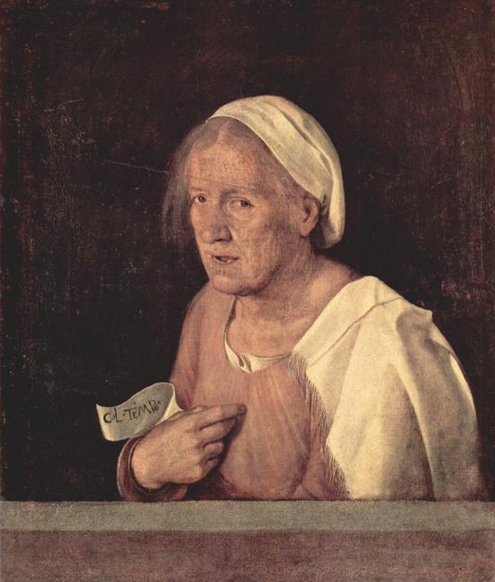Giorgione, La Vecchia. Academic Gallery, Venice。