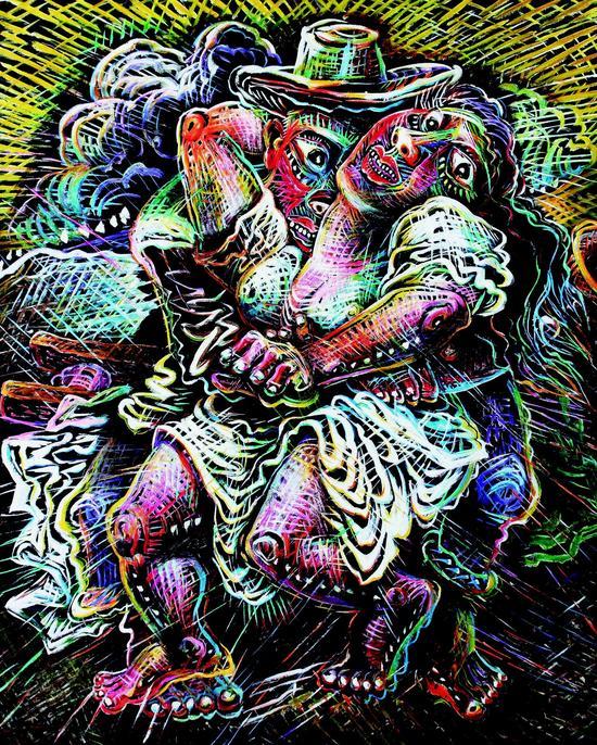 罗中立《拥抱系列》200×160cm 油彩画布 2006