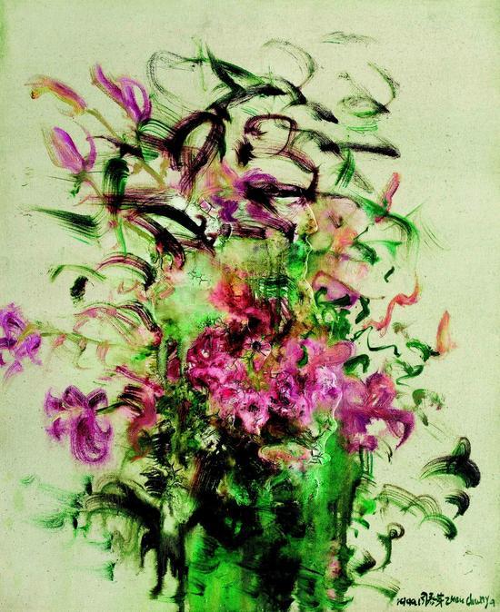 周春芽《风中的百合》72×59cm 1999