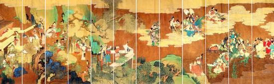 名作一:任伯年《群仙祝寿图12通景屏》