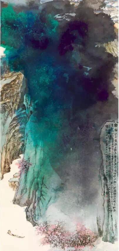 张大千 《桃源图》 1982年 泼墨泼彩纸本,209×92.2cm,拍出2.7亿港币