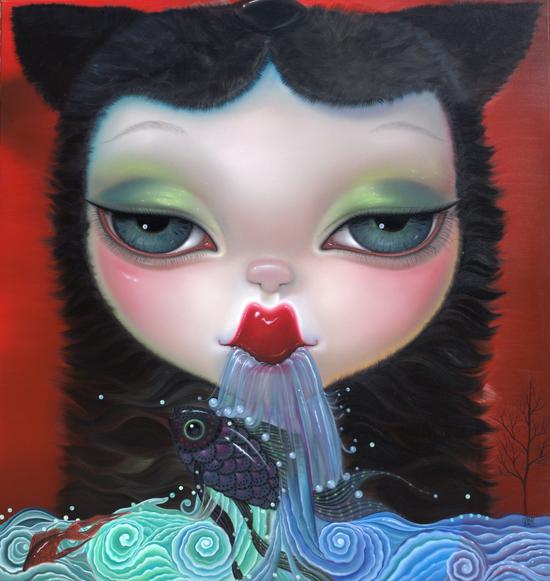 展出油画作品《渔Fishing》