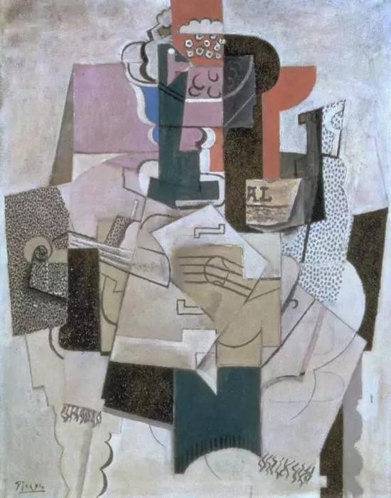 毕加索《Bowl of Fruit, Violin and Bottle》,1914(图片来源:泰特美术馆)