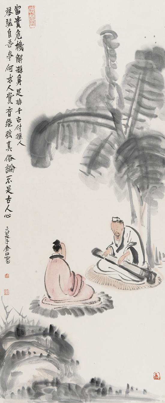 韩金山《知音》纸本设色 100cmx33cm 2015