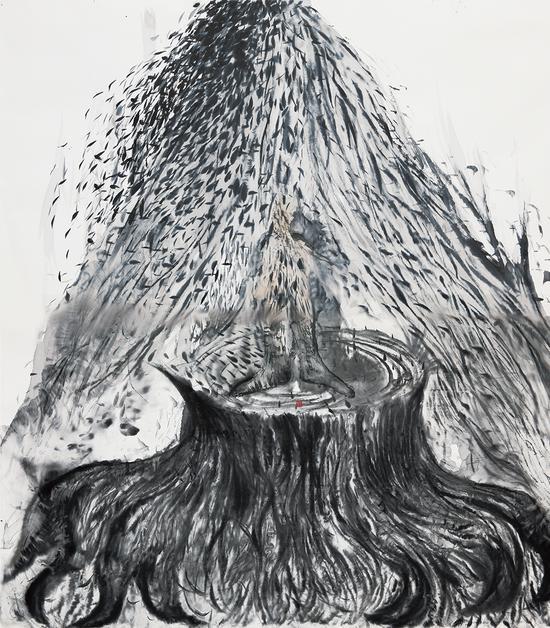 王继涛《根》纸本设色 196cmx180cm 2012