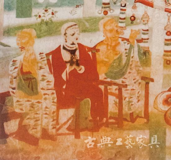 图3 舍利弗 壁画细节 《heretic Raudraka》插图。敦煌莫高窟第196窟,晚唐时期(848-907年),参考《敦煌文物研究 四 》P184