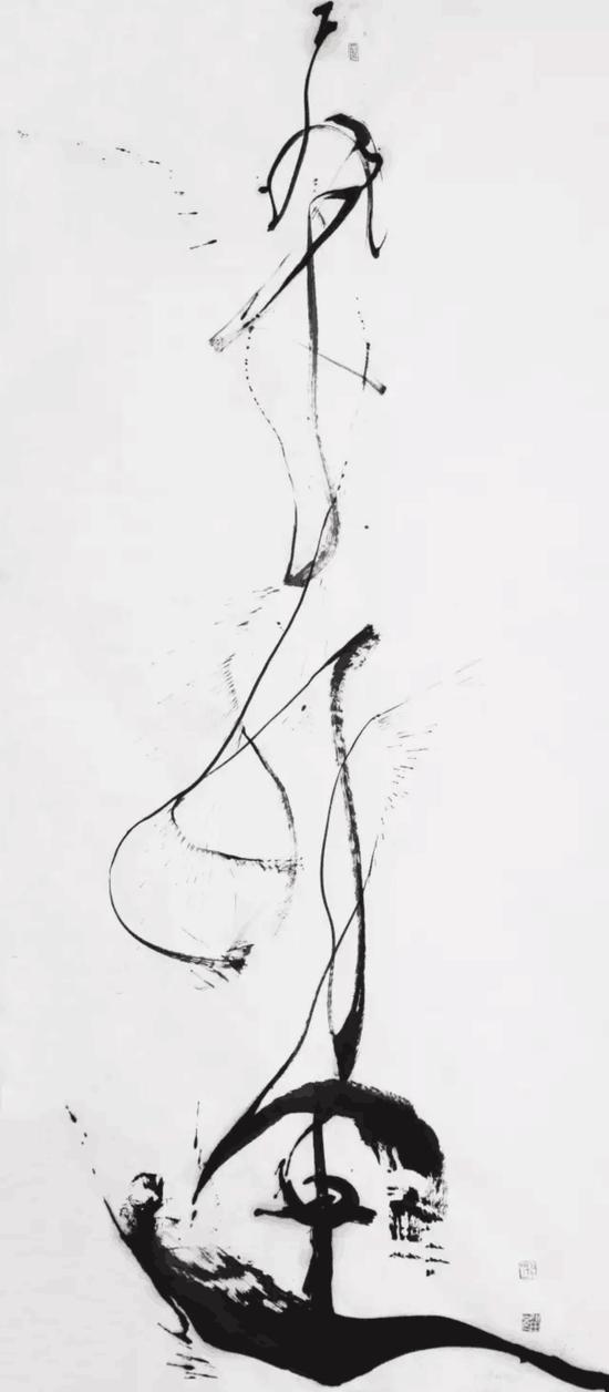 邵岩作品 2011年 飞来好运 100x230cm 宣纸水墨