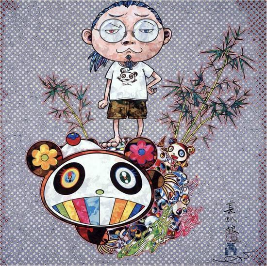 村上隆《遇见熊猫的父子》
