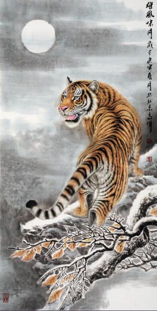 雄风啸月 138×68cm