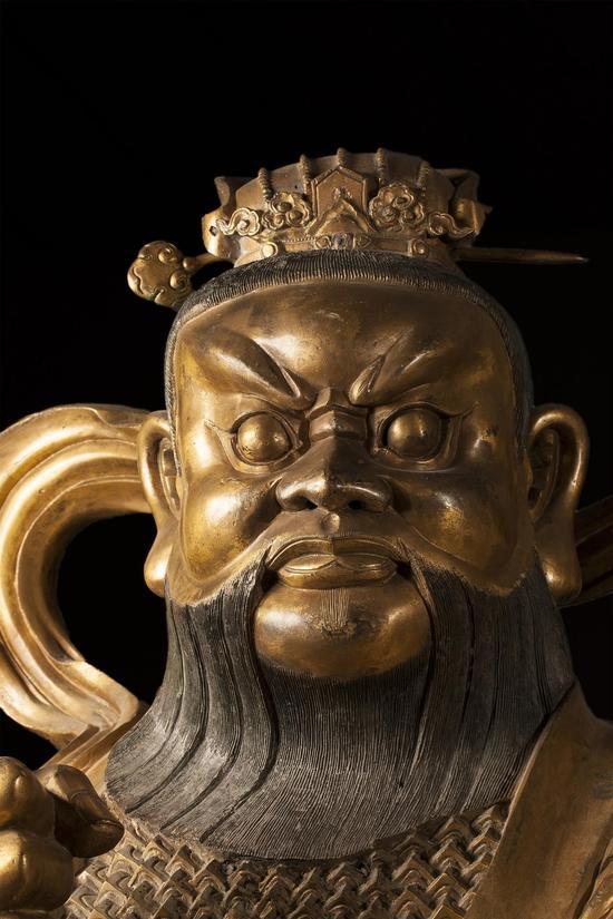 (图10)元代铜镀金道教水将像鬚髯