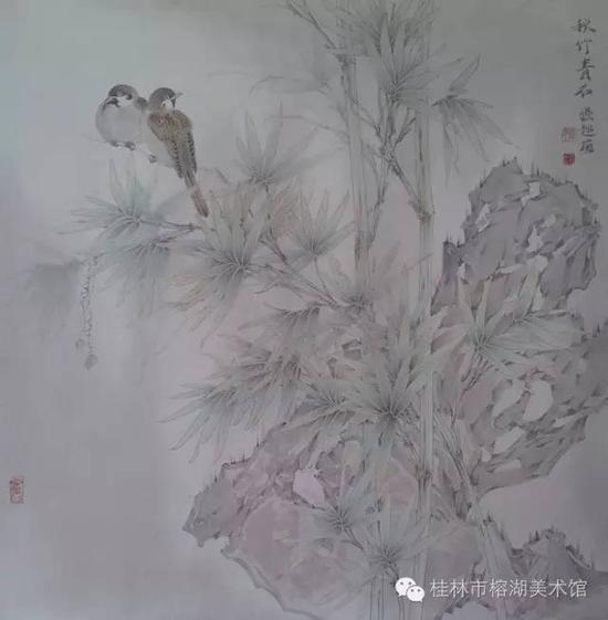 秋竹青石 66×66cm 纸本设色 张超
