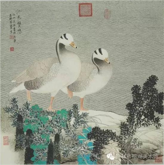 江天双憩 67×66cm 纸本设色 吴冰