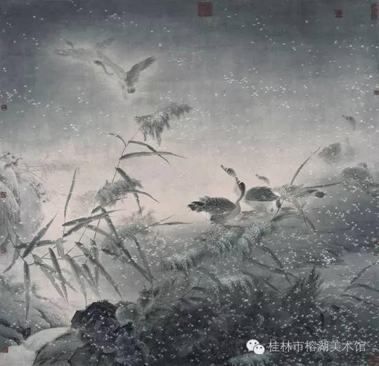 共宿芦花浅水边 180×180cm 纸本设色 吴冰