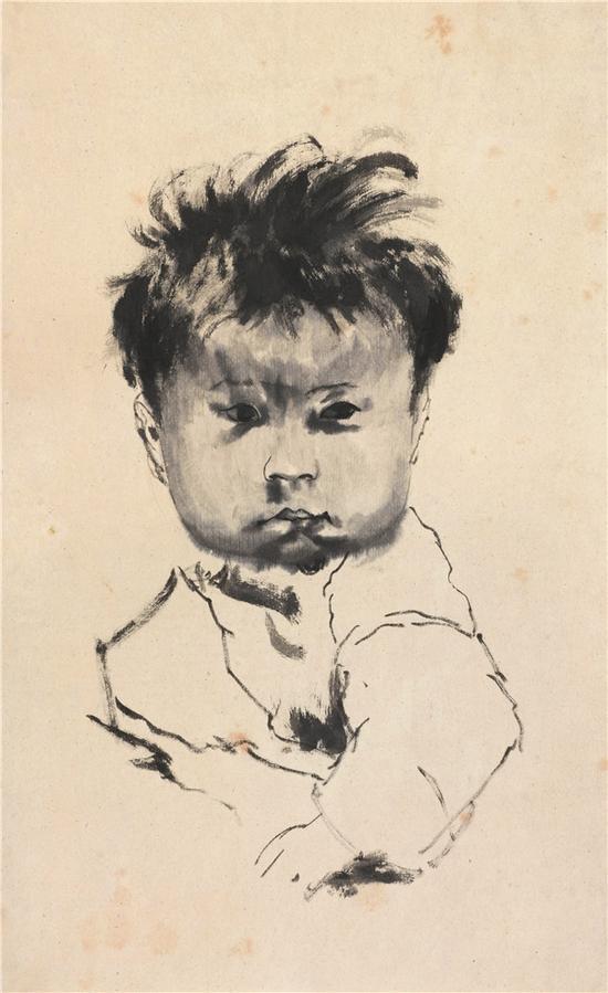 1.儿童(临摹)53.5×33.5cm 1983年作 纸本设色