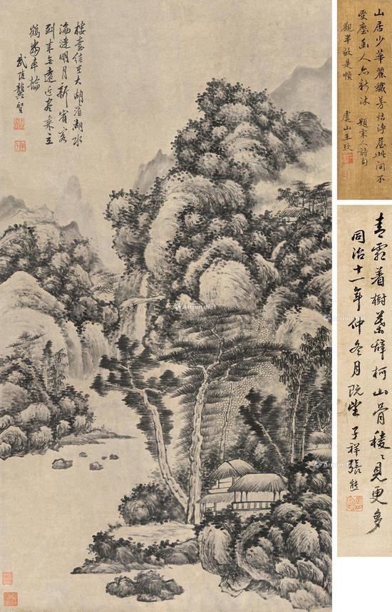 龚贤 山水 立轴 水墨纸本,88×48cm
